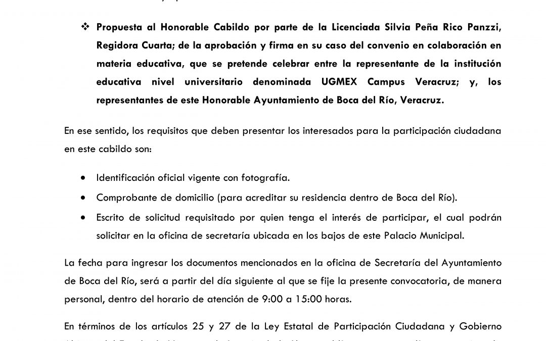 Convocatoria pública 04 Cabildo Abierto
